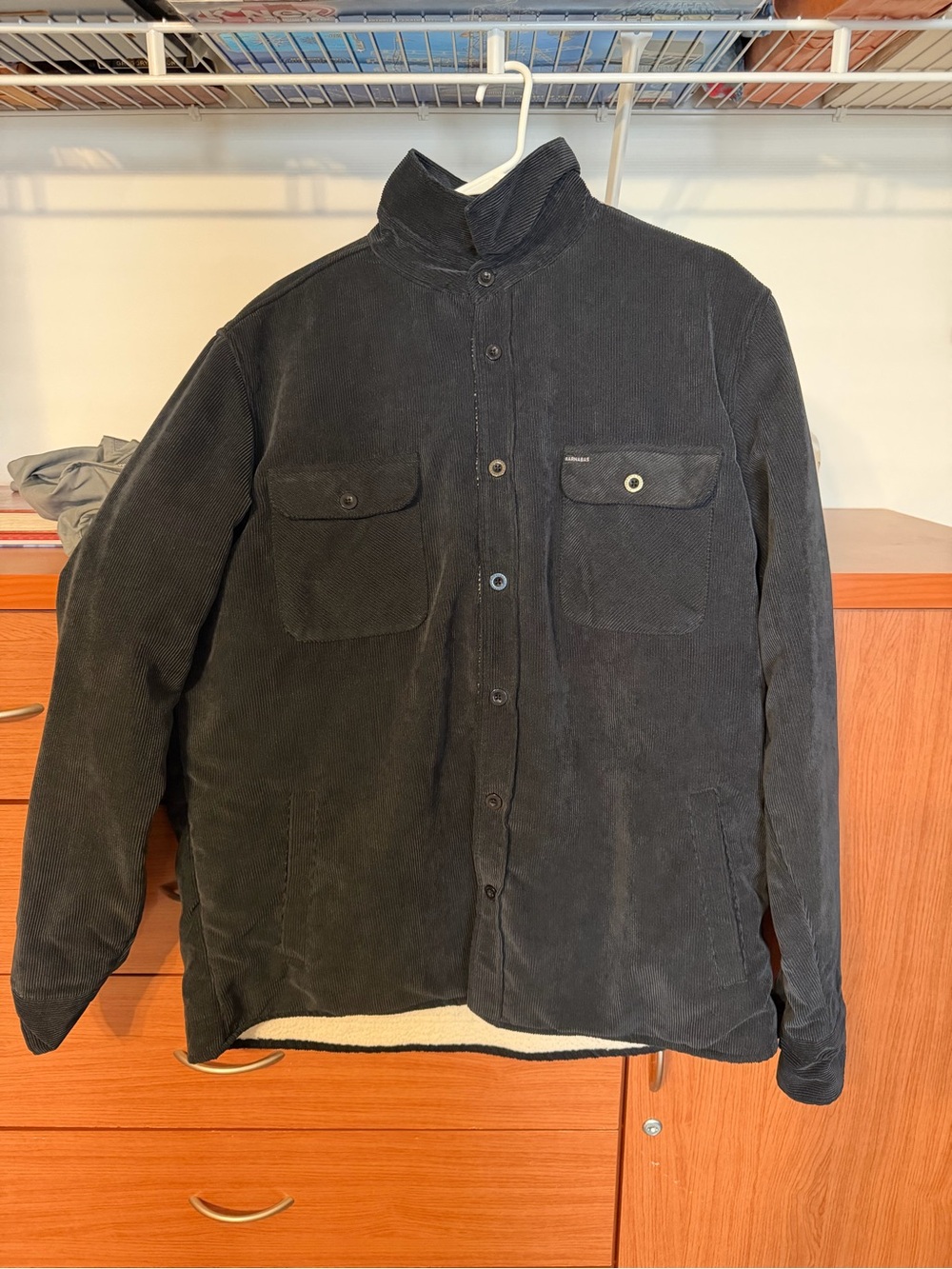 Men's Black Corduroy Button-Up Jacket